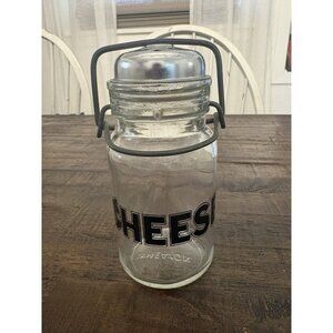 Vintage Cheese Shaker Canister Container WHEATON USA Glass Wire Bail Shaker